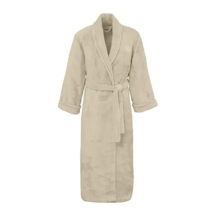 Peignoir personnalisé brodé à Paris, coloris sable (modèle Saint-Honoré, 80 % coton peigné · 20 % modal)
