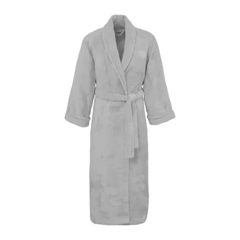 Peignoir personnalisé brodé à Paris, coloris gris perle (modèle Saint-Honoré, 80 % coton peigné · 20 % modal)