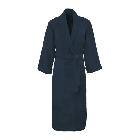 Peignoir personnalisé brodé à Paris, coloris indigo (modèle Saint-Honoré, 80 % coton peigné · 20 % modal)