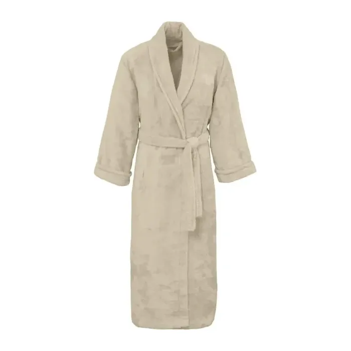 Peignoir personnalisé brodé à Paris, coloris sable (modèle Saint-Honoré, 80 % coton peigné · 20 % modal)