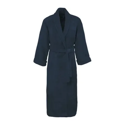 Peignoir personnalisé brodé à Paris, coloris indigo (modèle Saint-Honoré, 80 % coton peigné · 20 % modal)