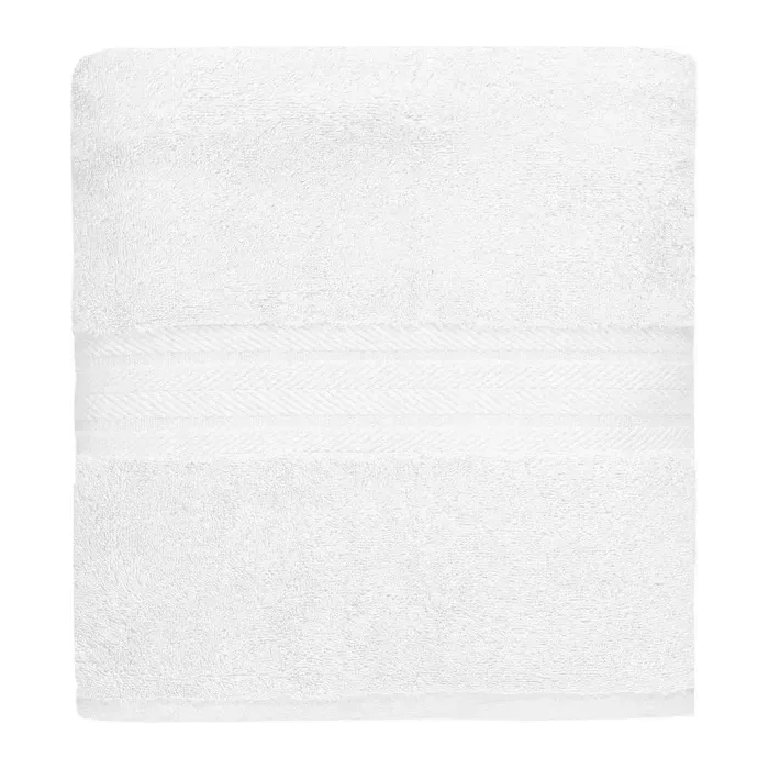 Serviette de bain personnalisée brodée à Paris, coloris blanc (modèle Vendôme, 100 % coton peigné)