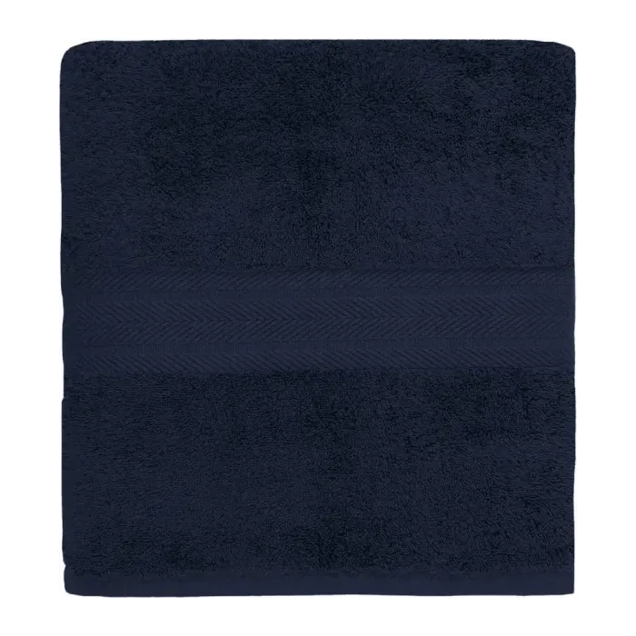 Serviette de bain personnalisée brodée à Paris, coloris bleu nuit (modèle Vendôme, 100 % coton peigné)