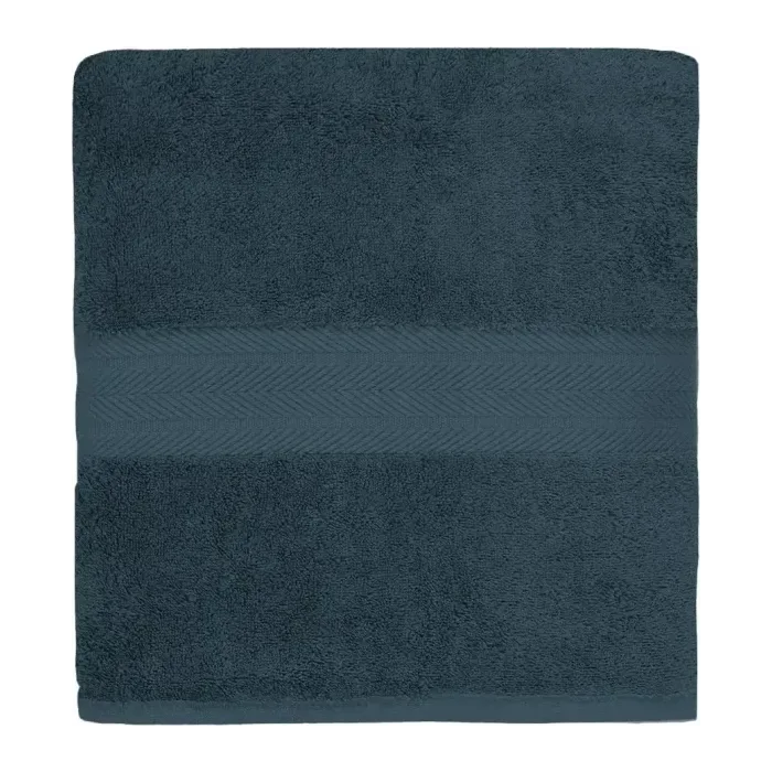 Serviette de bain personnalisée brodée à Paris, coloris denim (modèle Vendôme, 100 % coton peigné)