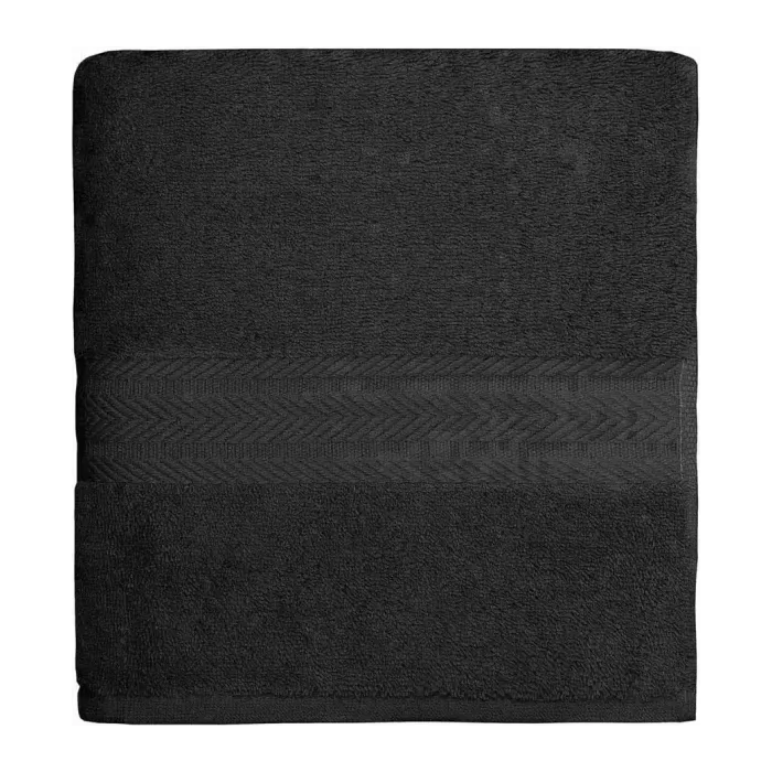 Serviette de bain personnalisée brodée à Paris, coloris noir (modèle Vendôme, 100 % coton peigné)