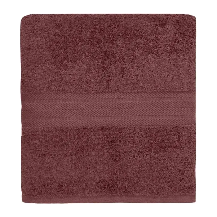Serviette de bain personnalisée brodée à Paris, coloris rubis (modèle Vendôme, 100 % coton peigné)