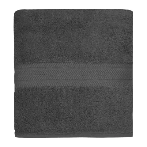 Serviette de bain personnalisée brodée à Paris, coloris anthracite (modèle Vendôme, 100 % coton peigné)