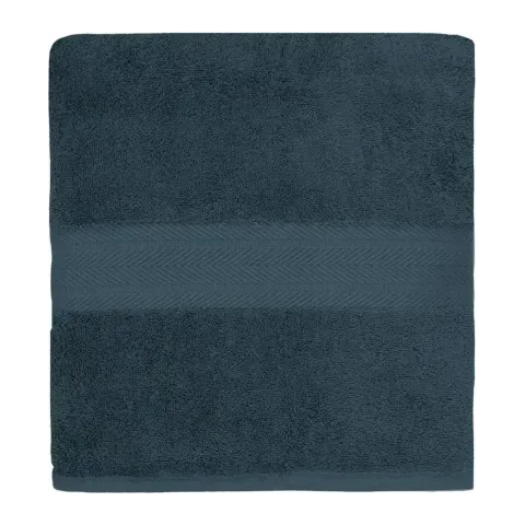Serviette de bain personnalisée brodée à Paris, coloris denim (modèle Vendôme, 100 % coton peigné)