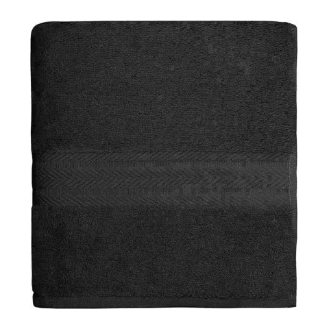 Serviette de bain personnalisée brodée à Paris, coloris noir (modèle Vendôme, 100 % coton peigné)