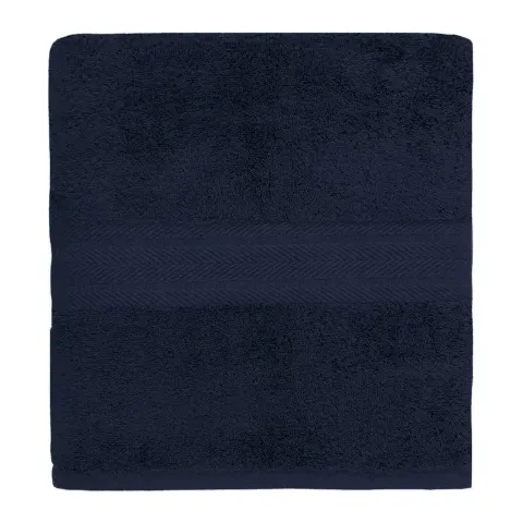 Serviette de bain personnalisée brodée à Paris, coloris bleu nuit (modèle Vendôme, 100 % coton peigné)