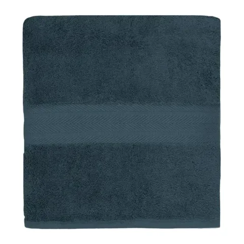 Serviette de bain personnalisée brodée à Paris, coloris denim (modèle Vendôme, 100 % coton peigné)