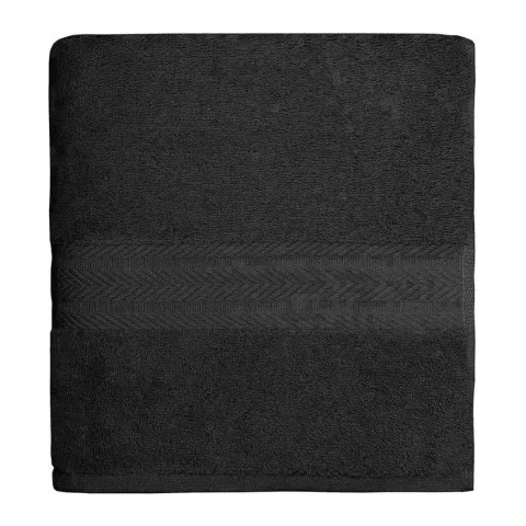 Serviette de bain personnalisée brodée à Paris, coloris noir (modèle Vendôme, 100 % coton peigné)