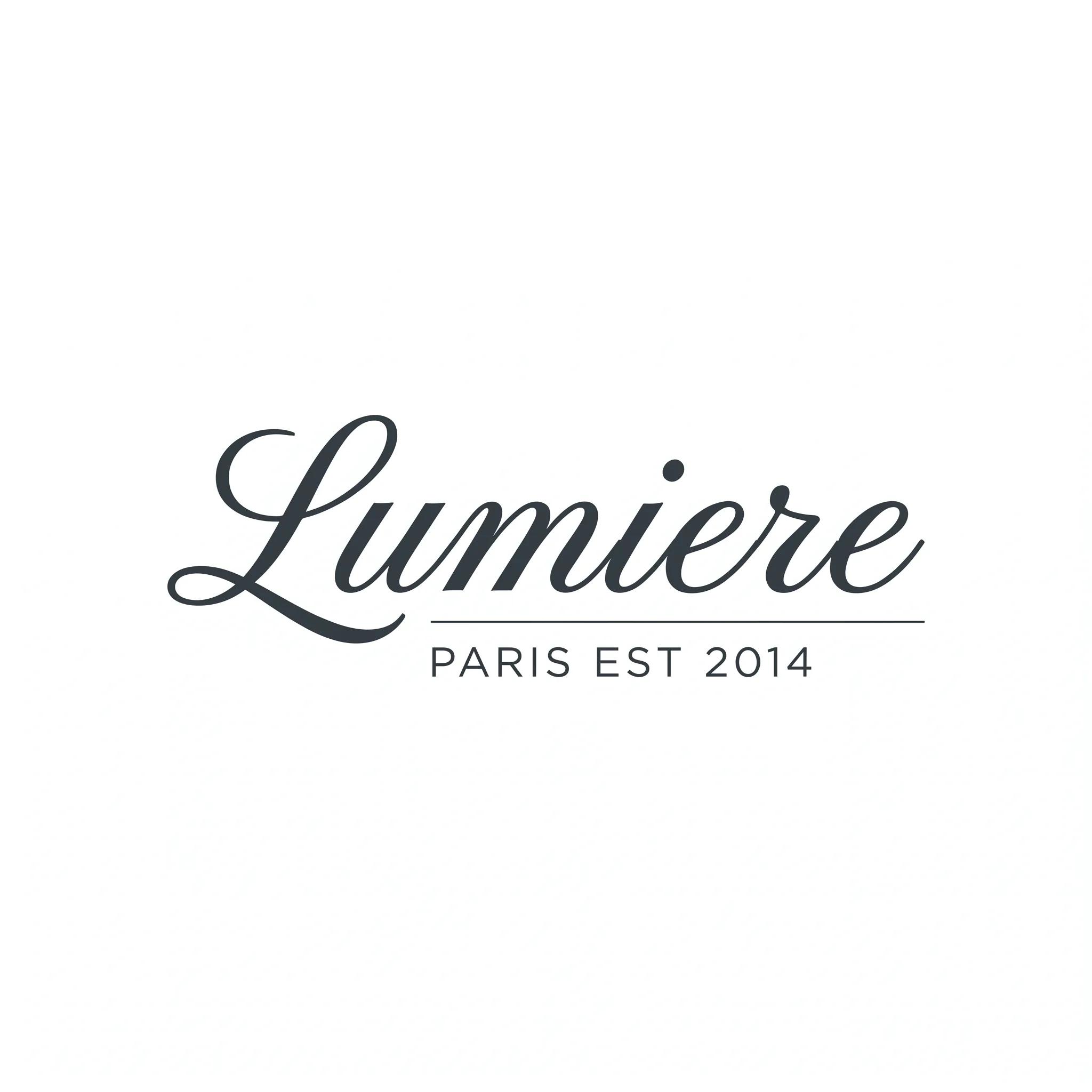 Exemple de logo brodable : script calligraphié, tracé uni, déliés marqués, baseline discrète.