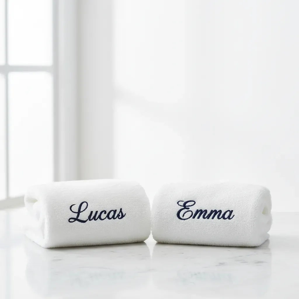 Serviette brodée de son prénom, à offrir : serviettes brodées au prénom de chaque membre de la famille, cadeau de Noël
