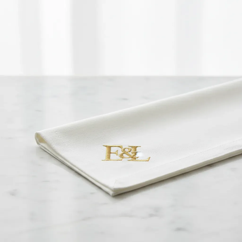 Monogramme brodé sur serviette personnalisée, initiales à Paris