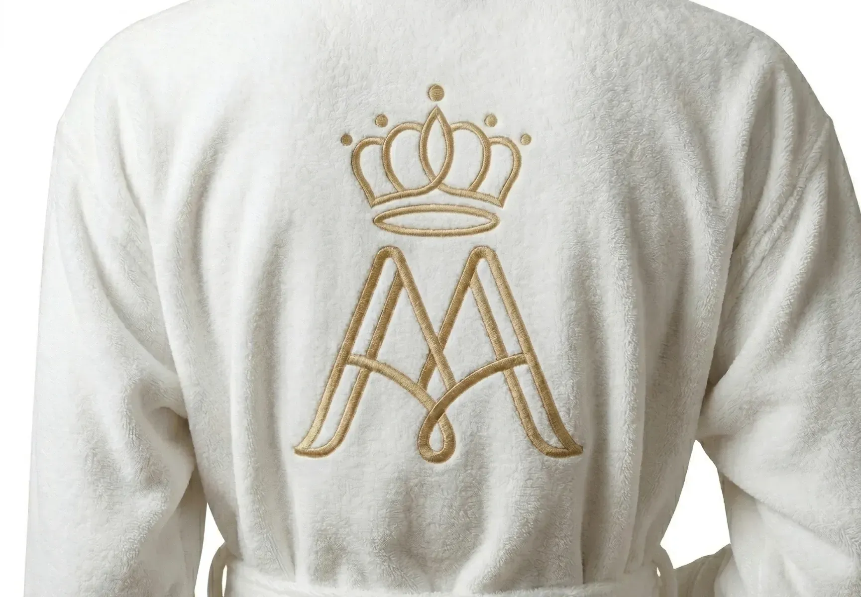 Peignoir personnalisé brodé : peignoir d'hôtel brodé d'un logo couronne monogramme